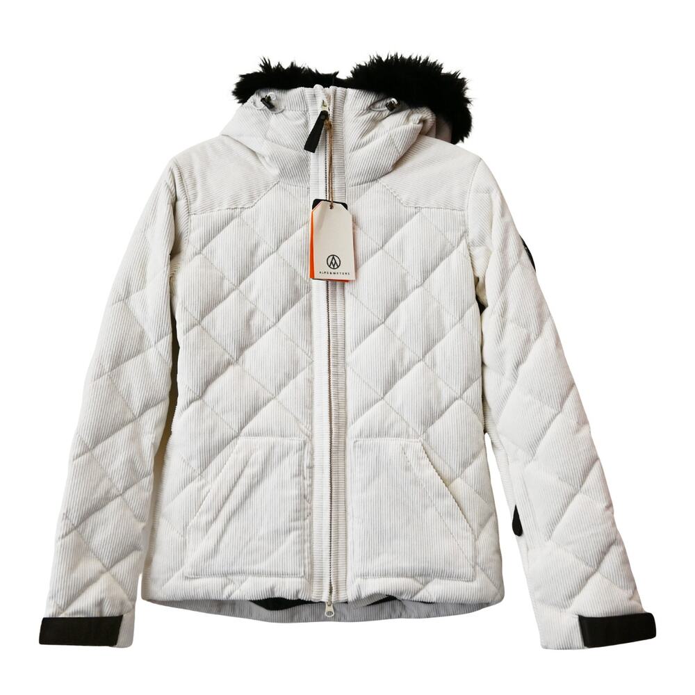 Alps & Meters Sterling Ivory Corduroy Faux Fur Hood Ski Jacket Size 6